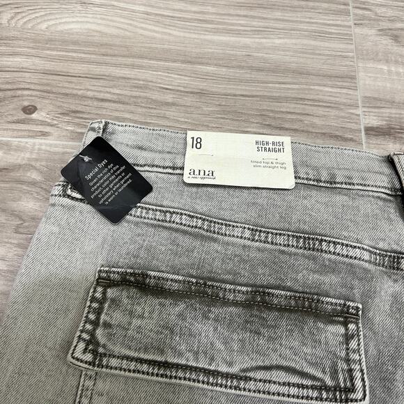 a.n.a High Rise Slim Straight Leg Fitted hip & Thigh Olive Taupe Jeans Size 18 - Picture 11 of 11